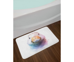 Watercolor Goose Face Bath Mat