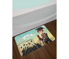 Girl Holding Diploma Bath Mat