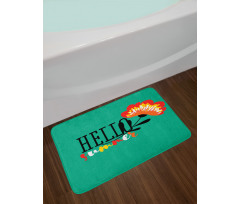 Floral Hello Summer Text Bath Mat