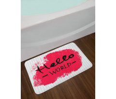 Hello World Calligraphy Art Bath Mat