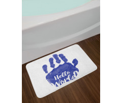 Hello World Color Hand Print Bath Mat