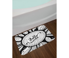 Monochrome Style Hello World Bath Mat