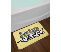 Hello World Graffiti Hearts Bath Mat