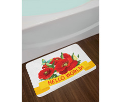 Hello World Spring Flowers Bath Mat