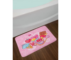 Heart Ice Cream Strawberry Bath Mat