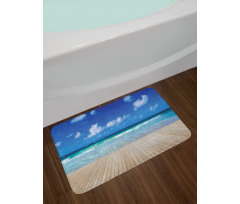 Waves on Wooden Pier Shore Bath Mat