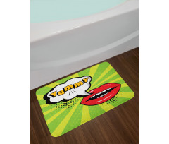 Retro Comic Balloon Lips Art Bath Mat