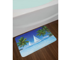 Palm Trees and Sailboats Bath Mat
