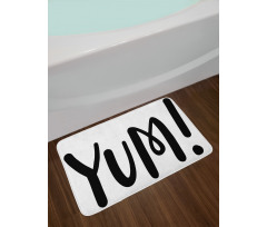 Simplistic Text in Monochrome Bath Mat