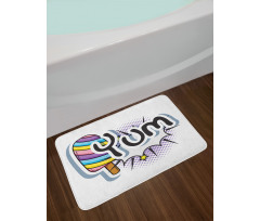 Pop Art Style Childish Wording Bath Mat