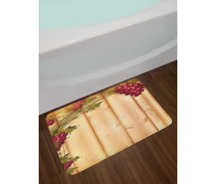 Grapes Wooden Illustration Bath Mat