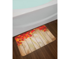 Autumn Orange Tones Leaves Bath Mat