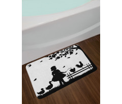 Little Girl Geese Rooster Bath Mat