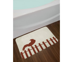 Rooster Silhouette Grunge Bath Mat