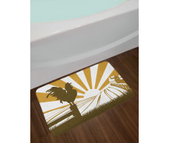 Rooster Retro Country Sunrise Bath Mat