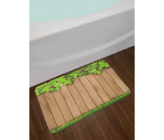 Leafy Tree Branch Grass Fence Bath Mat