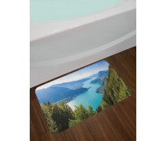 Aerial Annecy Lake Pine Bath Mat