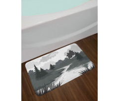 Greyscale Landscape Bath Mat