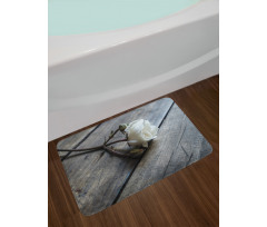Romantic Flower Rustic Table Bath Mat
