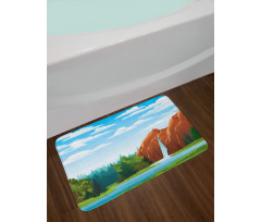 Waterfall Mountain Sky Bath Mat