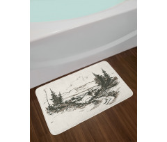 Forest Landscape Sketch Bath Mat