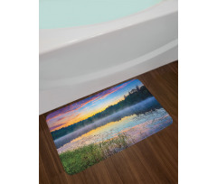 Foggy Sunset on Lake Bath Mat