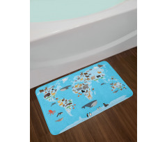 Guide Animals World Map Bath Mat