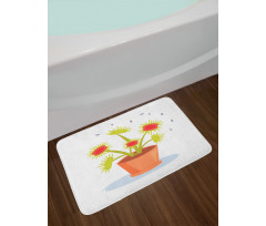 Plant and Fly Silhouettes Bath Mat