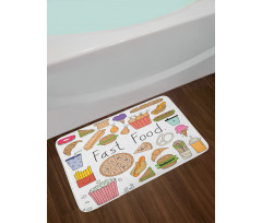 Fast Food Lettering Doodle Bath Mat