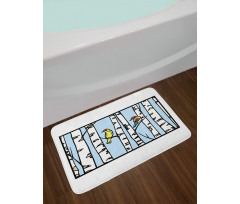 Birch Tree Drawing Bark Style Bath Mat