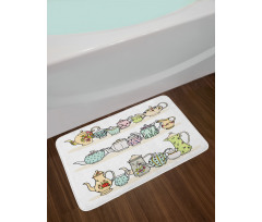 Vintage Pots Set and Jugs Bath Mat