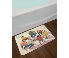 Group Therapy Illustration Bath Mat