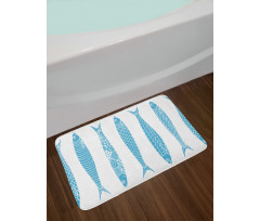 Sardine Fish Doodle Oceanic Bath Mat