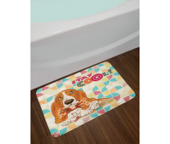 Basset Hound Dog with Bow Bath Mat