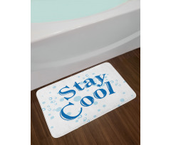 Blue Tones Words Bubbles Bath Mat