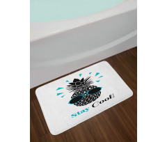 Words and Pineapple Print Bath Mat