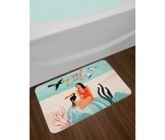 Summer Girl with Toucan Bath Mat