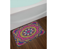 Colorful Floral Motif Bath Mat