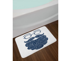 Hipster Fashion Beard Glasses Bath Mat