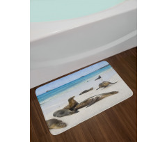 Galapagos Island Sea Lions Bath Mat