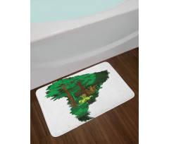 Botanic Continent Map Bath Mat