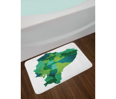 Green Tones Political Map Bath Mat