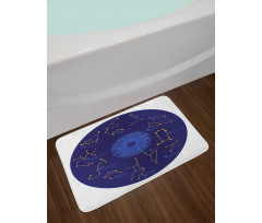 Round Shape Astrology Map Bath Mat