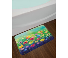 Colorful Garden Meadow Theme Bath Mat