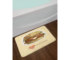 Grunge Retro Fast Food Bath Mat