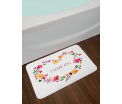 Text in Floral Heart Bath Mat