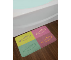 Outline Drawing in Square Bath Mat