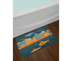 Train Airship Submarines Bath Mat