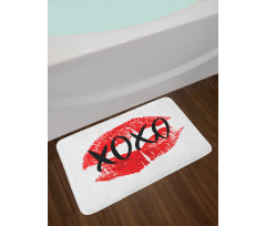 Lips Pattern with Love Kisses Bath Mat