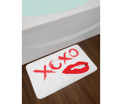 Lipsticked Woman Biting Lips Bath Mat